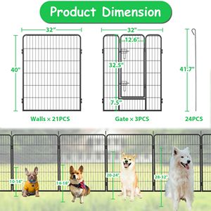 Recinto Pieghevole per Cani da 100 cm di Altezza, 24 Pannelli, con Porta Bloccabile per Cani di Taglia Grande/Media/Piccola, per Uso Esterno - Product Image 2