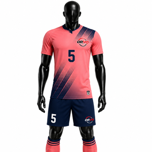 Ensemble de maillot de football pour homme ORVO Sports, gris et noir, col en V, manches courtes, uniforme numéro 5, polyester avec logo et design personnalisés - Product Image 6