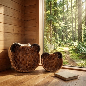 Cesta de Almacenamiento de Fibra Natural, Cesto Tejido con Forma de Elefante, Cesto para Juguetes Hecho a Mano, Organizador Novedoso de Artesanía Balinesa, Decoración para el Hogar - Product Image 3