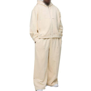 Conjunto Deportivo de Invierno para Hombre, Sudadera con Capucha y Cremallera, Pantalones Deportivos Holgados, Estilo Urbano, 500 GSM, Tallas Grandes - Product Image 3