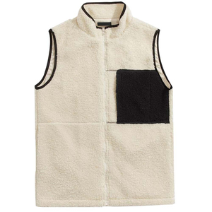Gilet en polaire beige pour homme, col montant, fermeture éclair, respirant, chaud, décontracté, vêtement d'extérieur d'automne, grande taille, couleur unie, sans manches - Product Image 2