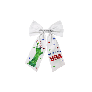 4th of July Handmade Beaded Hair <b>Bow</b> – Patriotic USA Holiday <b>Bow</b>, Fashionable Alligator <b>Clip</b> Hair Accessory - Product Image 3
