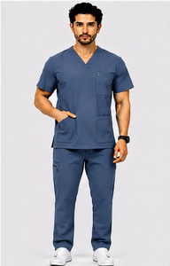 ชุดยูนิฟอร์มแพทย์ชายแบบสวมใส่สบาย ระบายอากาศได้ดี ผ้าสเตรช กางเกงจ็อกเกอร์ ชุดพยาบาล ชุดทำงานโรงพยาบาล รับสกรีนโลโก้ สำหรับมืออาชีพ - Product Image 4
