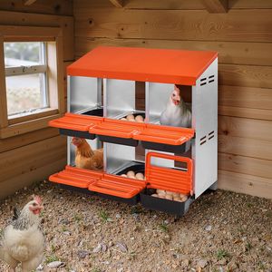 Nidi per Galline a 2 Livelli in Metallo con 6 Scomparti, Coperchi Protettivi per la Raccolta, Nuovo Nido Avvolgibile - Product Image 2