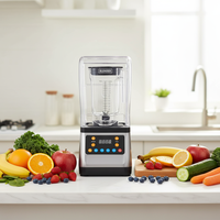 Mixeur Commercial Insonorisé pour Smoothies, Extracteur de Jus Électrique, Robot Culinaire pour Fruits, Légumes, Glace Pilée et Milkshakes