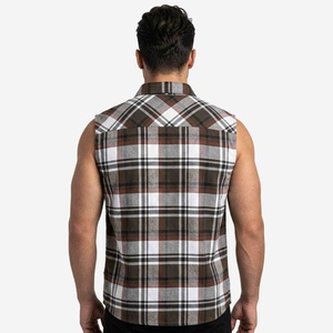 Camisa de Franela a Cuadros sin Mangas para Hombre, Personalizada, con Cuello Abotonado, Informal, para Otoño, 100% Algodón Tejido, Transpirable - Product Image 2