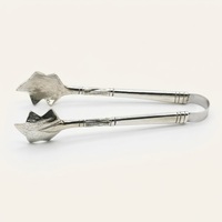 Pince à glace en acier inoxydable motif clé grecque, pince de service alimentaire en métal durable pour bars, hôtels et traiteurs de mariage, bordure dorée