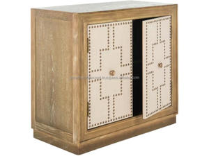 Meuble de rangement moderne en bois massif à 2 portes, buffet décoratif en bois fait main pour appartement, entrepôt, salon, maison - Product Image 3