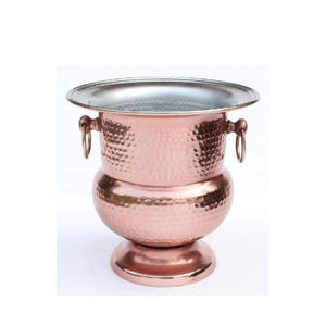 Copper Ice Bucket Round Metal Beverage Cooler Handmade Vintage Party Wine Bottle Holder - Product Image 6