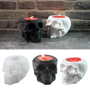 Halloween Skull Storage Jar Candle Cup Gypsum Resin Candle <b>Silicone</b> <b>Mold</b> - Product Image 1