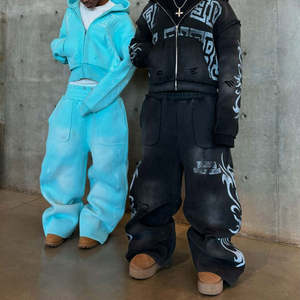 Conjunto de Sudadera con Capucha y Pantalones Deportivos de Invierno CAPRA International, 100% Algodón, Lavado Ácido, Estilo Urbano, Cierre con Cordón Ajustable, OEM/ODM Personalizado - Product Image 1