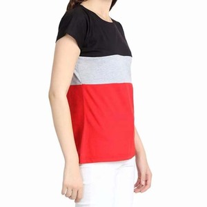 เสื้อยืดผู้หญิง คอกลม แขนสั้น ทรงปกติ ผ้าฝ้าย 100% ถักทอ ระบายอากาศได้ดี สวมใส่สบาย ฤดูใบไม้ผลิ ฤดูร้อน สีแดง สีเทา สีดำ - Product Image 3