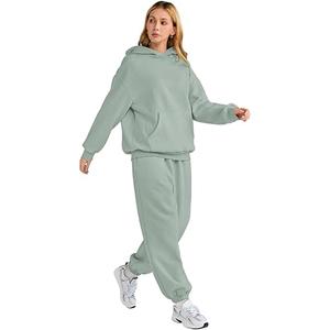 Conjunto de Sudadera con Capucha y Pantalones de Felpa Extra Grandes para Mujer, Chándal Informal de Invierno de Dos Piezas, Ropa de Estar por Casa, Mezcla de Algodón Suave - Product Image 4