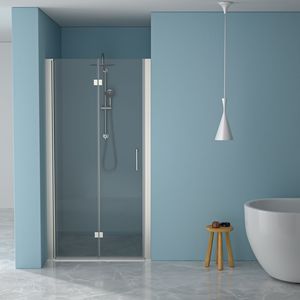 32 "W X 72" H porta doccia pieghevole Frameless con vetro temperato nichel spazzolato prodotto di alta qualità - Product Image 1