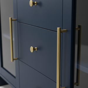 ตู้ไซด์บอร์ด ตู้บุฟเฟ่ต์ห้องนั่งเล่น ตู้คอนโซลพร้อมลิ้นชักกลางสามช่องและกระจกด้านข้างสองด้าน ดีไซน์ทันสมัย สีสันโดดเด่น - Product Image 4