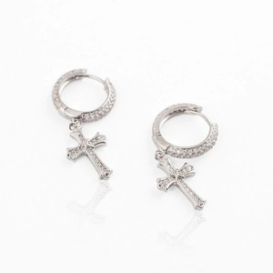 ต่างหูแบบห่วงประดับคริสตัลโมอิสซาไนต์ชุบโรเดียมสีเงิน สำหรับทุกเพศ เหมาะสำหรับโอกาสสไตล์ฮิปฮอป - Product Image 2