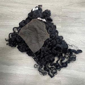 Lot de Cheveux Naturels Bouclés Noirs et Cheveux Raides en Dentelle, Cheveux Humains Vietnamiens de Haute Qualité, Super Double Drawn, Prix de Gros - Product Image 4