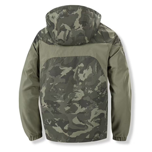 Wholesale Men's <b>Camo</b> Hooded Windbreaker <b>Jacket</b> Mid-Length Water-Resistant Poly Nylon Zip Pockets Adjustable Hem OEM Bulk - Product Image 4