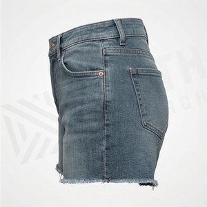 Shorts de mezclilla relajados para mujer, tiro alto, dobladillo sin rematar, cierre de cremallera, talla grande, sin elasticidad, transpirables, ropa casual de moda para mujer - Product Image 3