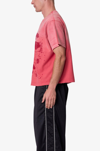 Camiseta Gráfica Oversize Rosa para Hombre, Estilo Urbano, con Estampado de Rostro Abstracto, Corte Regular, Manga Corta, Algodón Jersey - Product Image 3