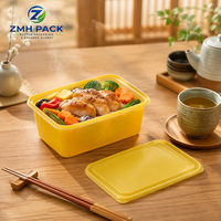 Conteneur carré jetable en PP de qualité alimentaire ZMH 34oz 0,5mm, impression UV personnalisable, couvercle pour plats à emporter, restauration rapide, en vrac, micro-ondes, congélateur