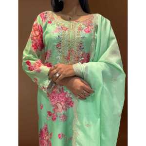 Conjunto de Top, Pantalón y Dupatta para Mujer con Bordado y Trabajo de Lentejuelas - Product Image 4