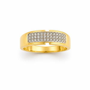 18K Gold Pave Diamond Wedding Band <b>Ring</b> for <b>Men</b> Classic Minimalist Wide Band Polished Finish Engagement Party Daily Wear - Product Image 1