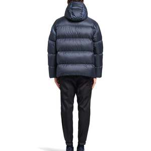 Veste matelassée à capuche bleu marine pour homme, fermeture éclair, rembourrage en duvet, coupe-vent, manteau d'hiver décontracté, coupe régulière - Product Image 5