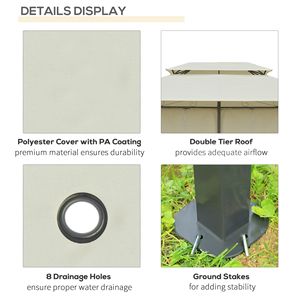 Gazebo da Giardino 3x4m con Tetto Ventilato, Struttura in Acciaio, Tenda da Esterno per Giardino, Prato, Cortile, Villa, Parco, Include Tende - Product Image 6