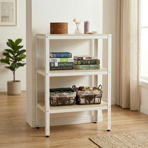 Étagères en métal robustes à 3 niveaux avec plateau en bois pour le rangement à domicile - Product Image 1