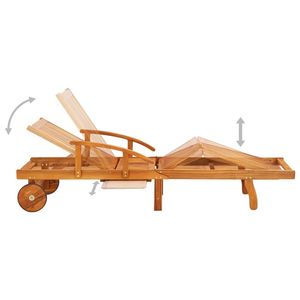 Lettino da giardino in legno massello di Acacia con tavolo e cuscino Set da esterno - Product Image 3