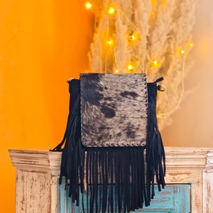 Handmade Tooling Hair Fur Vintage Bohemian Western Stylish Genuine Leather Crossbody Sling <b>Bag</b> Women Portable Anti-Theft - Product Image 2