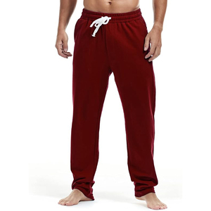 Pantalon de jogging décontracté gris en coton pour homme avec taille élastique, cordon de serrage et poches latérales, léger, idéal pour l'automne - Product Image 1