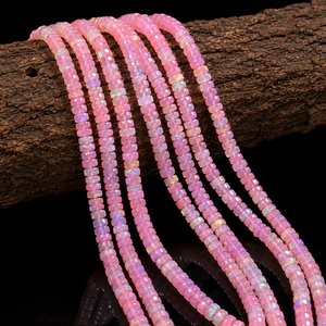 AAA Natural Ethiopian Pink <b>Opal</b> Faceted Rondelle Beads 4-7mm Welo Fire <b>Opal</b> 16 Inch Strand Jewelry Making Wholesale Price Model - Product Image 2