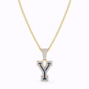 Pendentif personnalisé avec initiale Y, en moissanite et diamants bleus/blancs, plaqué rhodium, pour homme, style hip-hop, cadeau de fête, breloques et pendentifs raffinés - Product Image 4