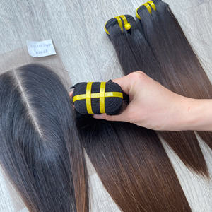 Prix usine 100% brut vierge vietnamien trame humaine dentelle perruque os droit Ombre brun couleur Super Double dessiné Extensions de cheveux - Product Image 5