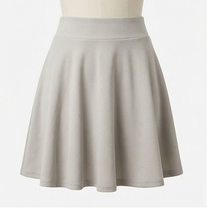 Minifalda de Mujer, Corte en A, Cintura Elástica, Color Sólido, Plisada, Tela Suave de Spandex y Poliéster, para Todas las Temporadas - Product Image 1