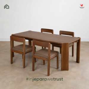 Table à manger moderne en teck massif, style minimaliste Japandi, table de restaurant en bois, taille personnalisée, mobilier pour hôtel, villa, maison, OEM ODM - Product Image 6
