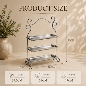 Présentoir métallique à trois niveaux de qualité supérieure avec motif décoratif en spirale, organisateur peu encombrant pour desserts, collations et décoration de table - Product Image 2