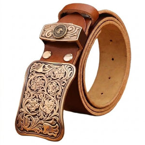 Ceinture en cuir gaufré avec motif papillon et fleur décoratif, artisanale, style western, en cuir de vachette premium, élégante - Product Image 5