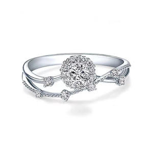 Elegant Moissanite Diamond <b>Ring</b> 925 Sterling Silver <b>Split</b> Bridal Engagement Wedding Jewelry For Women - Product Image 1