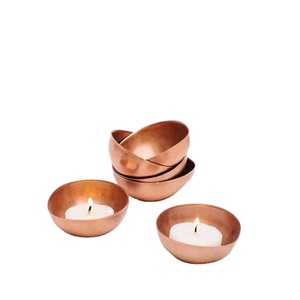 Copper <b>Tea</b> Light Candle Holder Round Bowl Shape Candle <b>Stand</b> Handmade Metal Candle Base Decorative Home Decor <b>Stand</b> Candlelight - Product Image 1