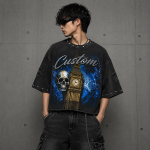 เสื้อยืด Glory Custom Cropped Washed Graphic DTG สไตล์วินเทจ พิมพ์ลายตามสั่ง แขนสั้น ทรงหลวม ประดับคริสตัล - Product Image 6