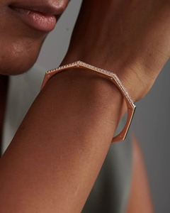 Minimalist Single Row Diamond Octagon <b>Bangle</b> 1.19 Ct Natural Diamond G-H Color VS-SI Clarity 14K <b>Solid</b> <b>Gold</b> Sleek Design Piece - Product Image 2