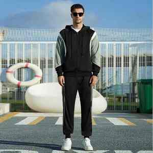 Conjunto Deportivo de Dos Piezas para Hombre, Sudadera con Capucha de Forro Polar de Poliéster, Corte Ajustado, para Gimnasio, Correr, Ropa Deportiva Urbana - Product Image 2