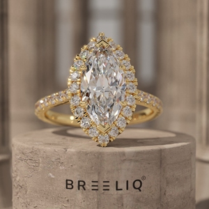 14K White Gold Marquise Cut Halo Diamond Engagement <b>Ring</b> Slim Pave Band Bridal <b>Statement</b> <b>Ring</b> 2CT Center Fine Jewelry - Product Image 1