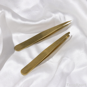 Juego de Herramientas de Precisión para el Cuidado de Cejas, de Acero Inoxidable de Grado Médico, con Punta Inclinada, de Lujo, en Color Dorado, Pinzas para Recortar las Cejas - Product Image 3