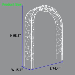 Arche de jardin en métal blanc crème L74.4 x H98.4, treillis extérieur pour plantes grimpantes et arche de mariage pour roses - Product Image 2