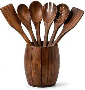 Tabla de cortar desechable de madera marrón con soporte de almacenamiento, apta para lavavajillas, para utensilios de cocina como cucharas, espátulas, cucharones, cucharas ranuradas y tenedores - Product Image 2