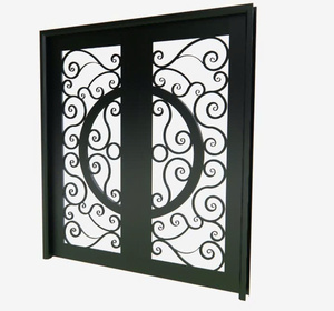 Portes d'entrée en fer forgé de luxe pour maisons, porte en métal élégante avec verre, design personnalisé pour l'intérieur et l'extérieur - Product Image 6